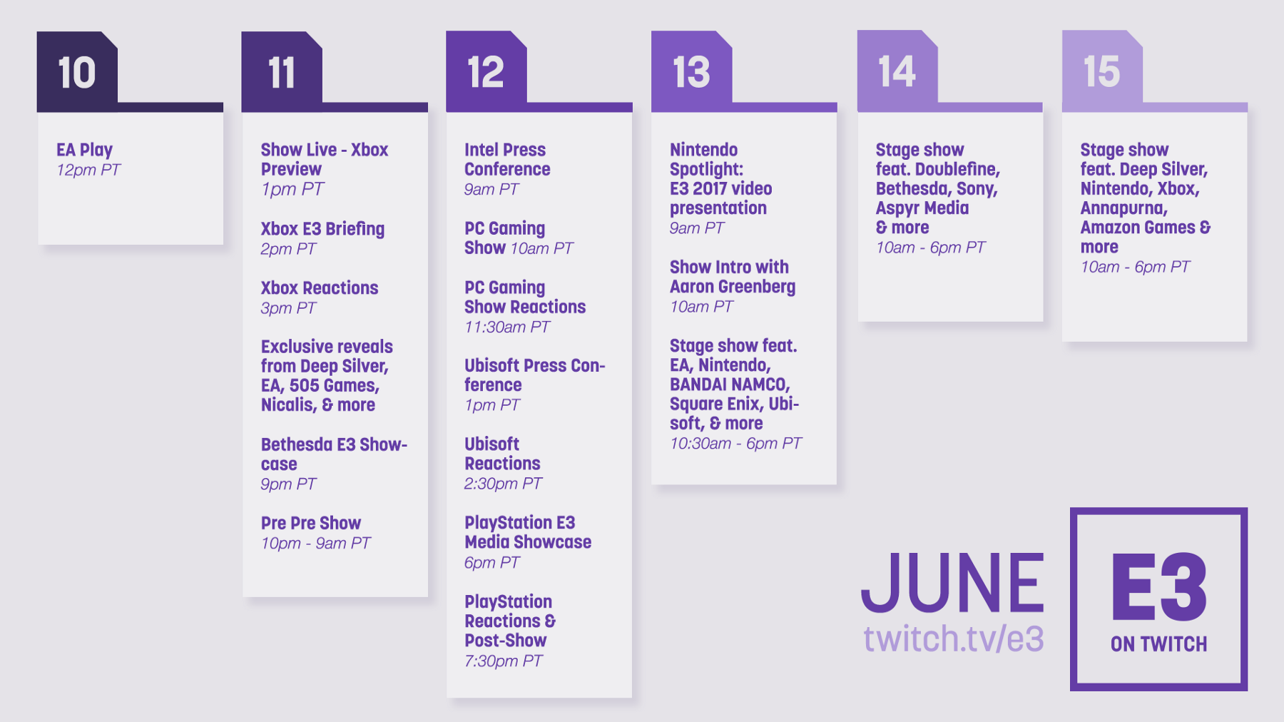 E3 2019 Press Conference Schedule